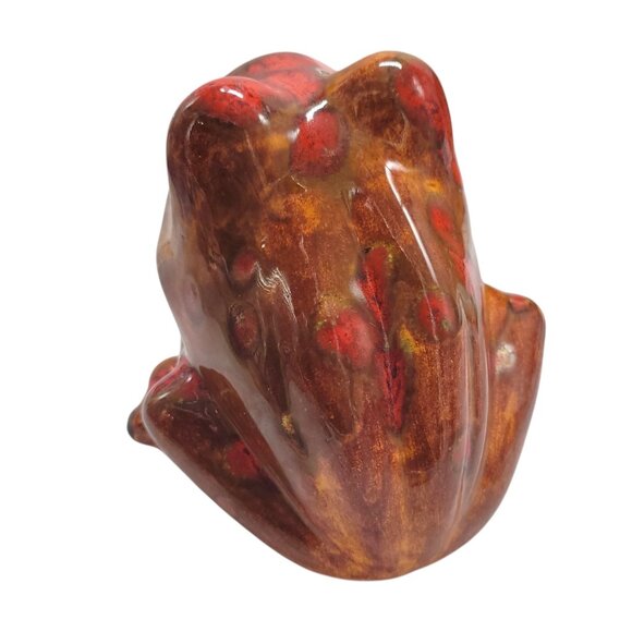 Vtg Ceramic Frog Sponge Holder Hand-painted 1970s Big Mouth Splatter Red Brown - Picture 11 of 15